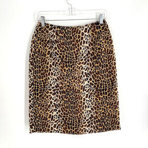 Vtg‎ Patrick Christopher Womens Silk Pencil Skirt Y2K Leopard Print Lined Sz 4